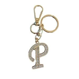 Crystal Rhinestone Letter "P" Purse Bag Charm Keychain Keyring